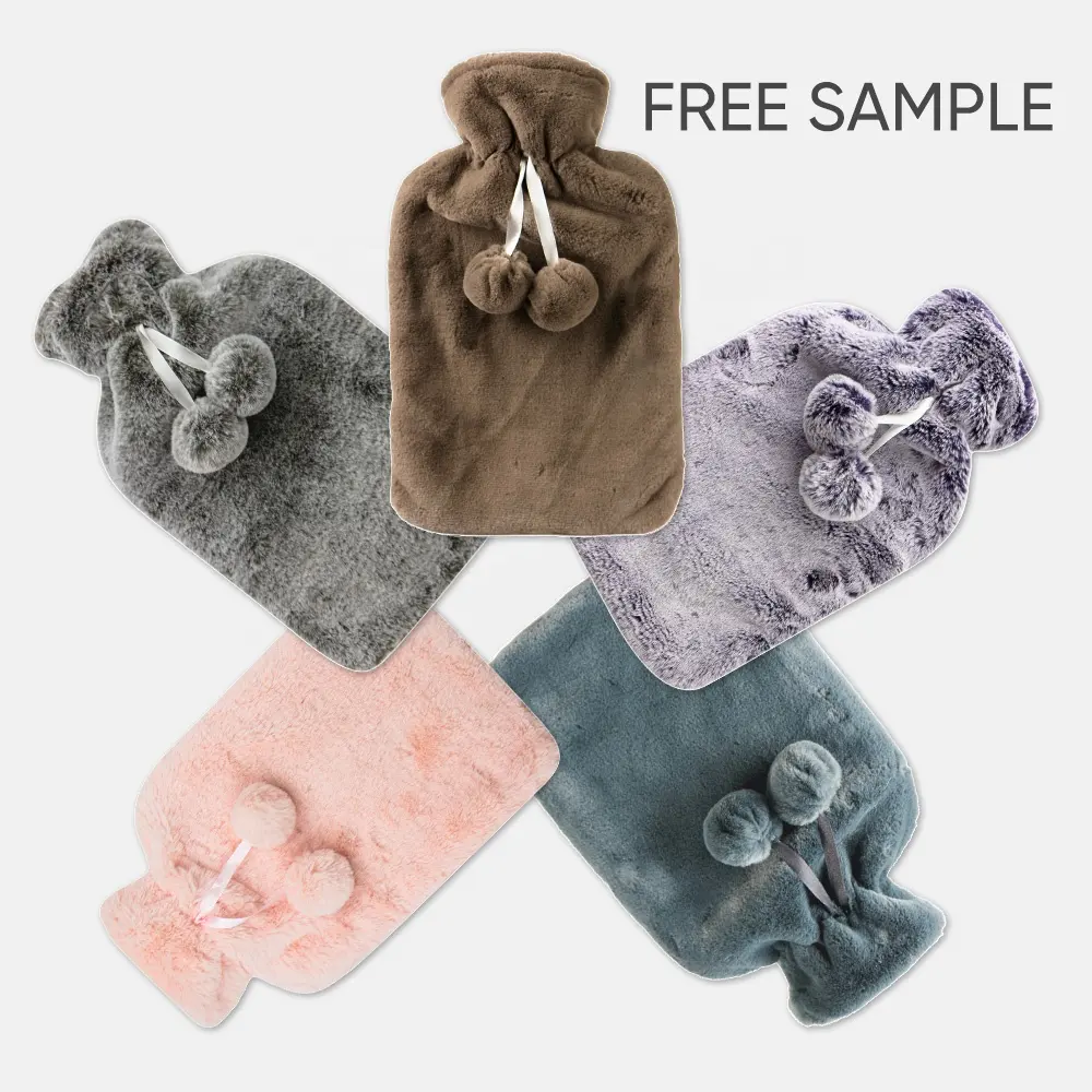 Free sample hot water bottle with plush cover bs hot water bag cover