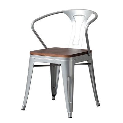 Stackable Wood Metal Bistro Balcony Peacock Patio Arm Chair Outdoor Dinning Dining Wood Metal Chair with Arms