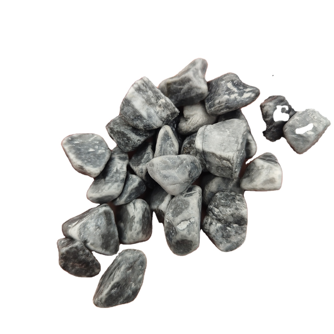 High quality landscaping and road paving construction grey rocks stones light gravel and crushed stone