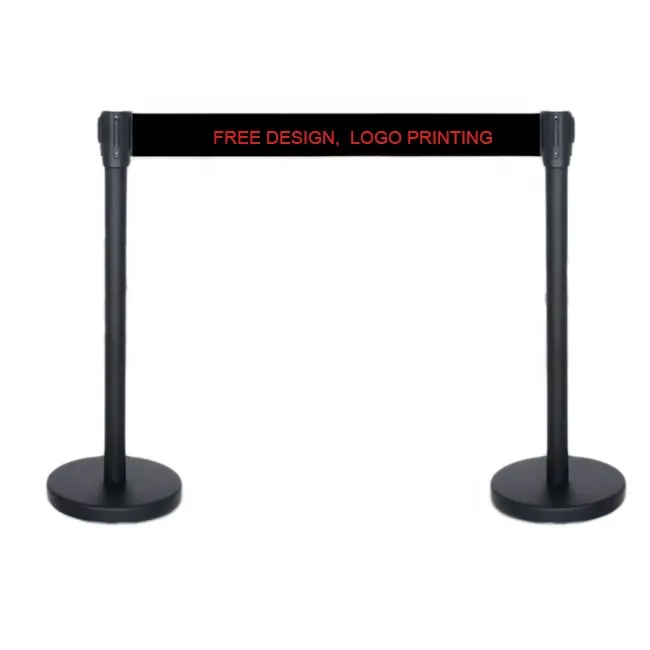 Crowd Control Stanchion with Retractable Belt Stainless Steel Stanchion Posts Crowd Control Barriers Queue Line Pole Rope Safety