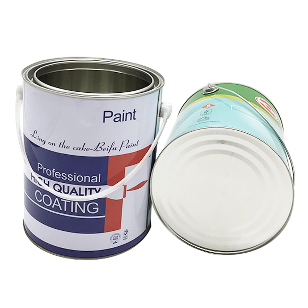 empty round paint tin chemical tin can with lever lid