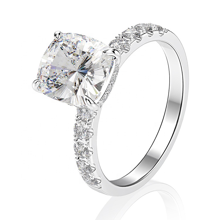 Elegant Silver Jewelry 925 CZ Center Crystal Paved Engagement Wedding Ring Women Gift