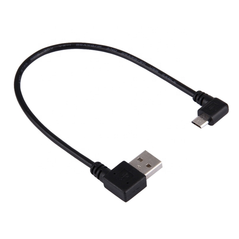 Оба 90 градусов левый/правый угловой Micro USB штекер к USB 2,0 штекер зарядный кабель