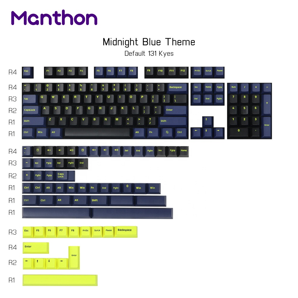Custom Cute Cartoon Sa Profile Set 60% Black Koi Resin Akko Neon Aluminum 61 Milky Midnight Blue Pbt Tai Hao Gaming Keycaps