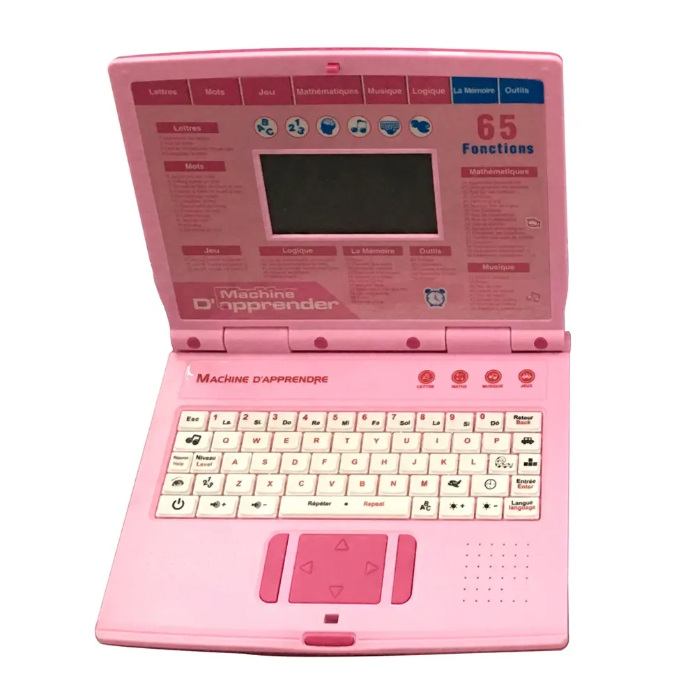 65 Functions English and French Intelligent Kids Laptop Learning Machine Toy For Children