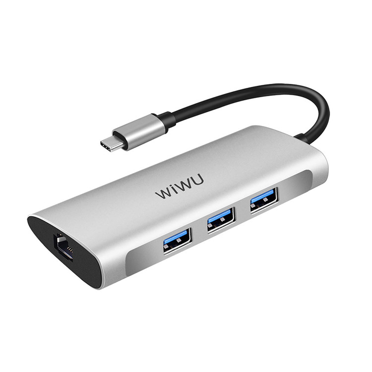 Адаптер WIWU 6 в 1 с Type C на USB 3,0 RJ45 Micro SD для адаптера ноутбука планшета