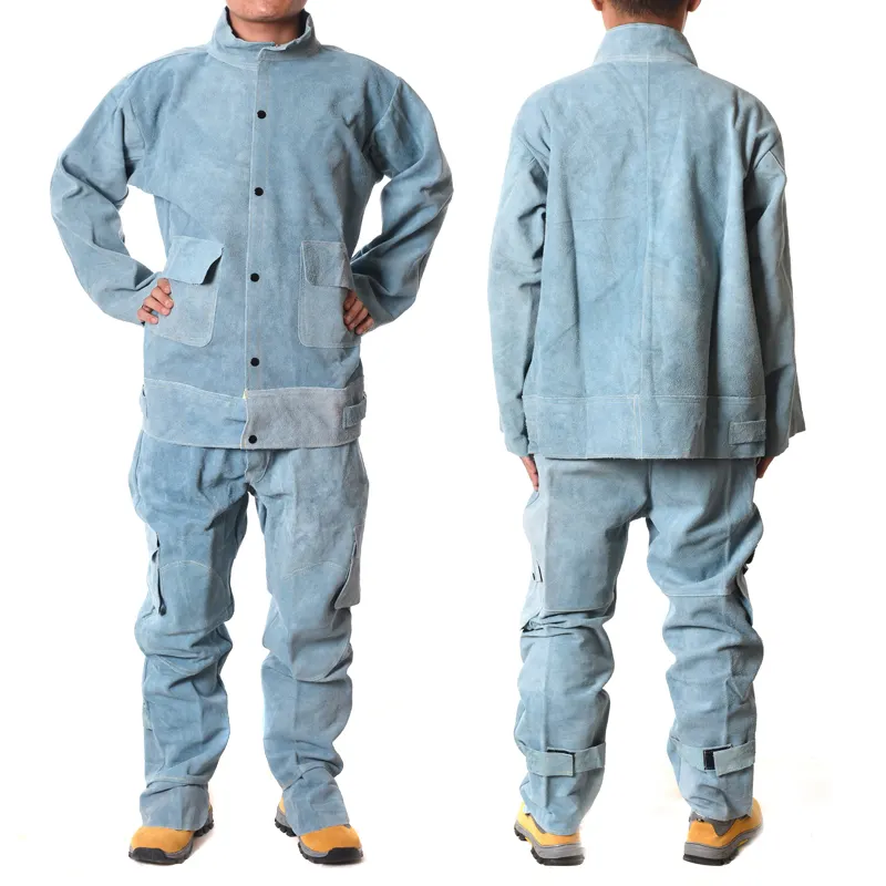 Swelder Leather Suit Welding Supplies Blue Industrial Welding Coverall Fire Protect Clothing