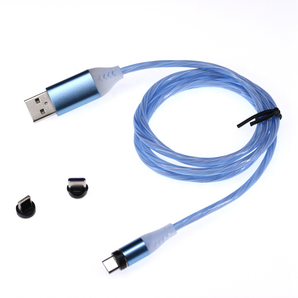 Черный магнитный Usb-кабель для быстрой зарядки со светодиодом