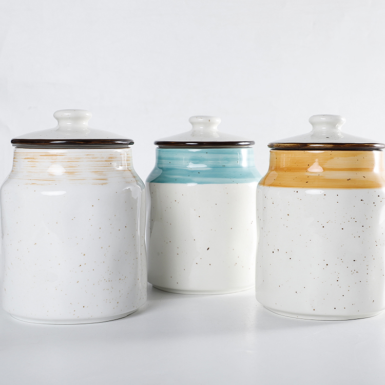 Wholesale Porcelain Eco Friendly Colorful ceramic round sugar pot with lid