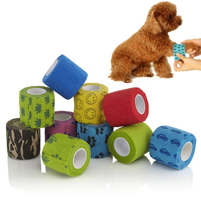 Factory price veterinary adhesive adhesive flexible elastic medical bandage sport use bitter taste avoid lick by animal