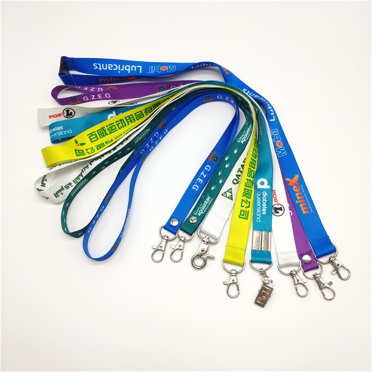 Top selling nylon lanyard accessories with plastic holder keys woven id card usb lanyard
