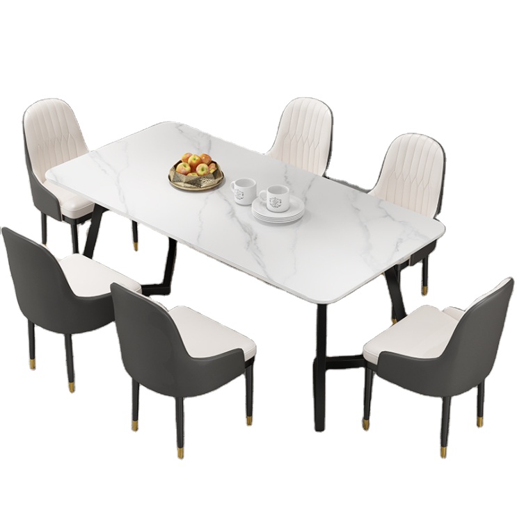 Light luxury rock plate table net red restaurant simple dining table and chair combination milk tea shop leisure negotiation