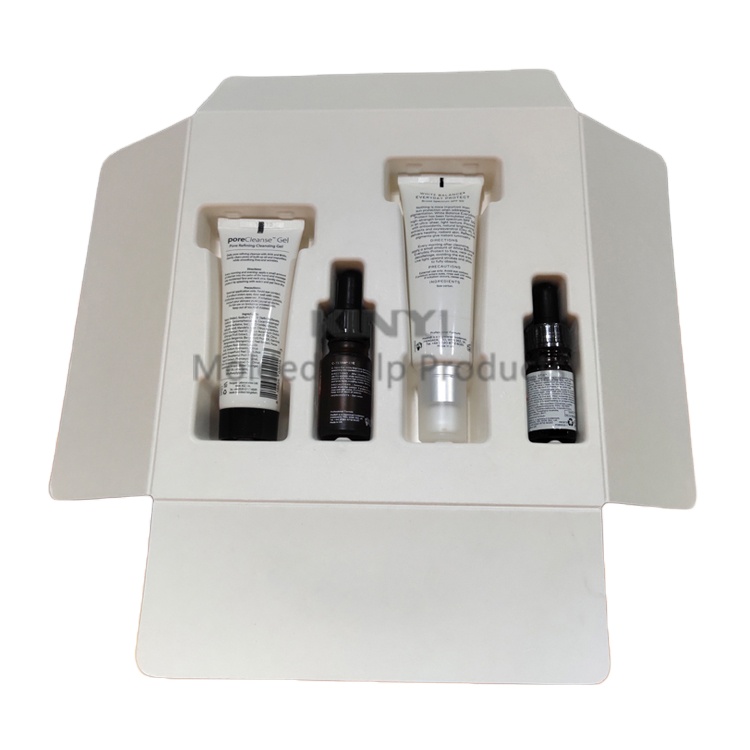 Custom paper pulp mould cosmetic insert for cardboard box, blister cosmetic packaging tray