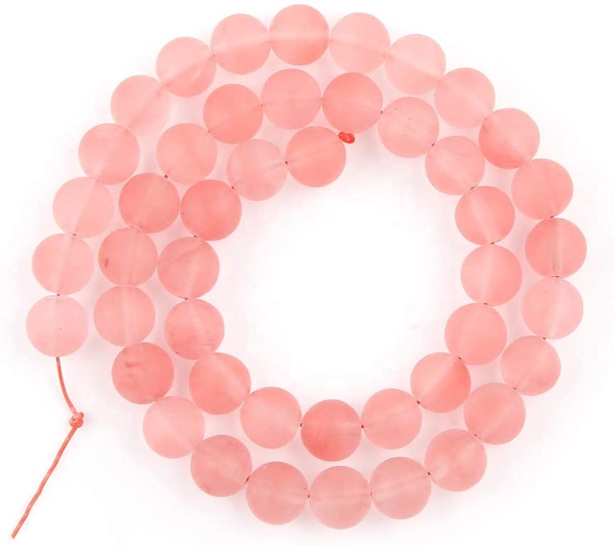 Precious Round Matte Gemstones Loose Beads, Spacer Cherry Quartz Beads Charms,Beads for Necklaces Bracelets Jewelry Making