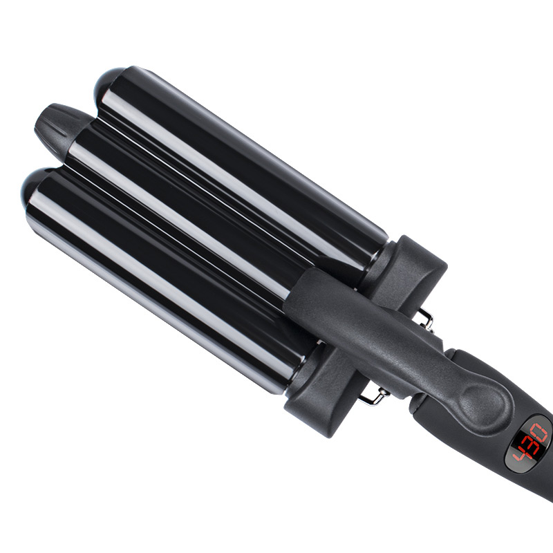 Home use new three barrel ceramic Ionic big wave curler automatic LCD curling iron with triple barrel hair waver hair curler