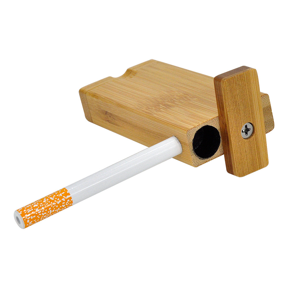 Pocket Size Natural Bamboo Dugout Case Box 98*45MM Multi-function Bamboo Dugout With Tobacco Pipe Bowl