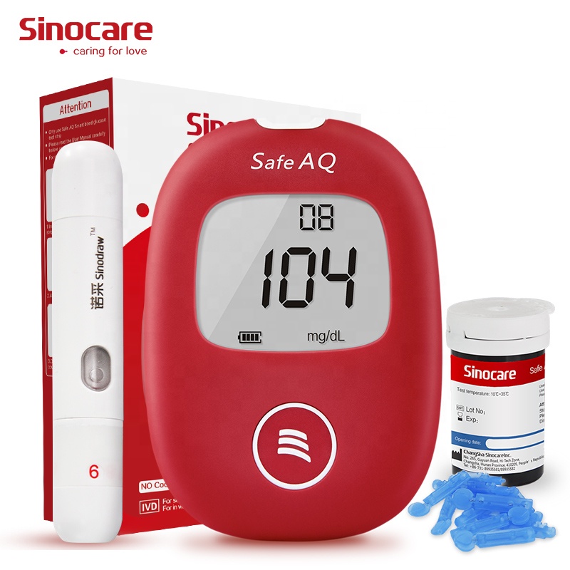 Sinocare Европейским сертификатом соответствия, безопасная для измерения уровня глюкозы в крови с 25 фото полосы света вес прибор для измерения уровня сахара в крови, тест-набор для пожилых людей в клетку