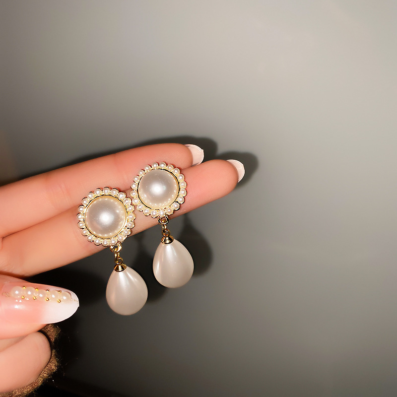 Jewelry 925 silver needle South Korea East Gate water drop pearl earrings with simple temperament Earrings