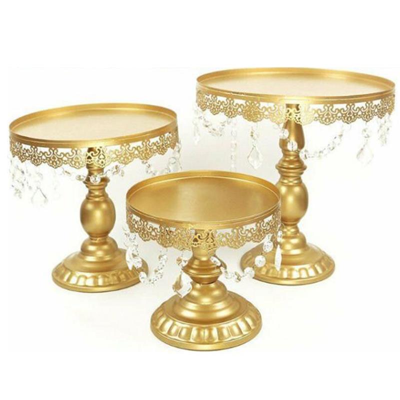Metal cake stand 3 pack dessert plate wedding party banquet event decoration dessert stand luxury gold cake rotating stand set