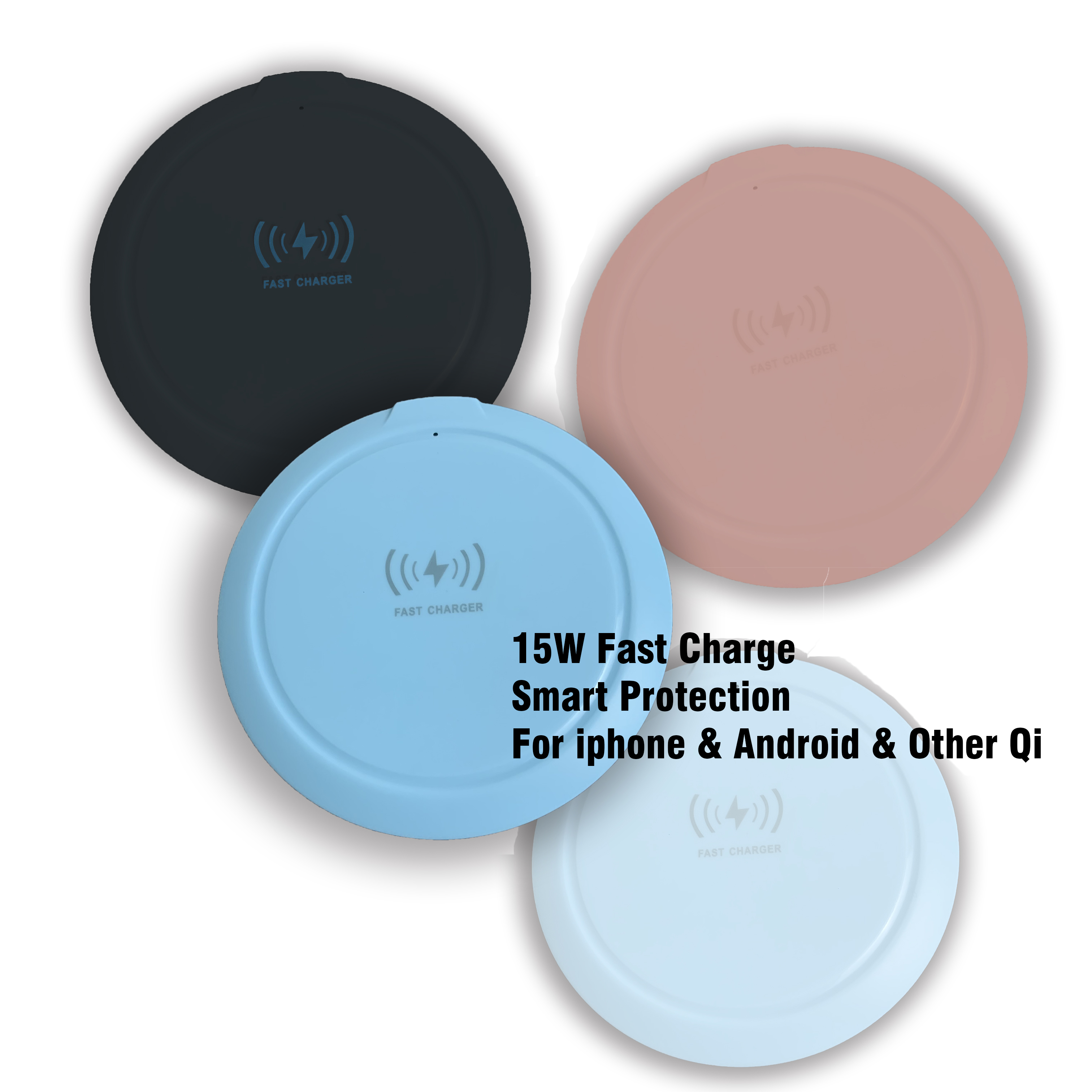 Amazon Top Selling Products 2021 ODM 15W Qi Fast Wireless Charger Smart Protection Qi Wireless Pad For Iphone Android phone