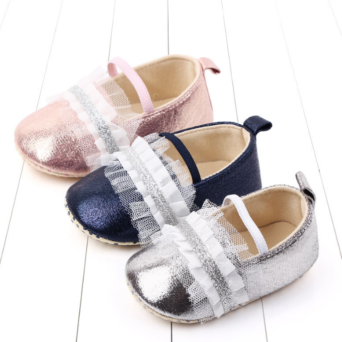 KS2419 Nice lace design baby girl mary jane shoes soft sole baby girl dress shoes