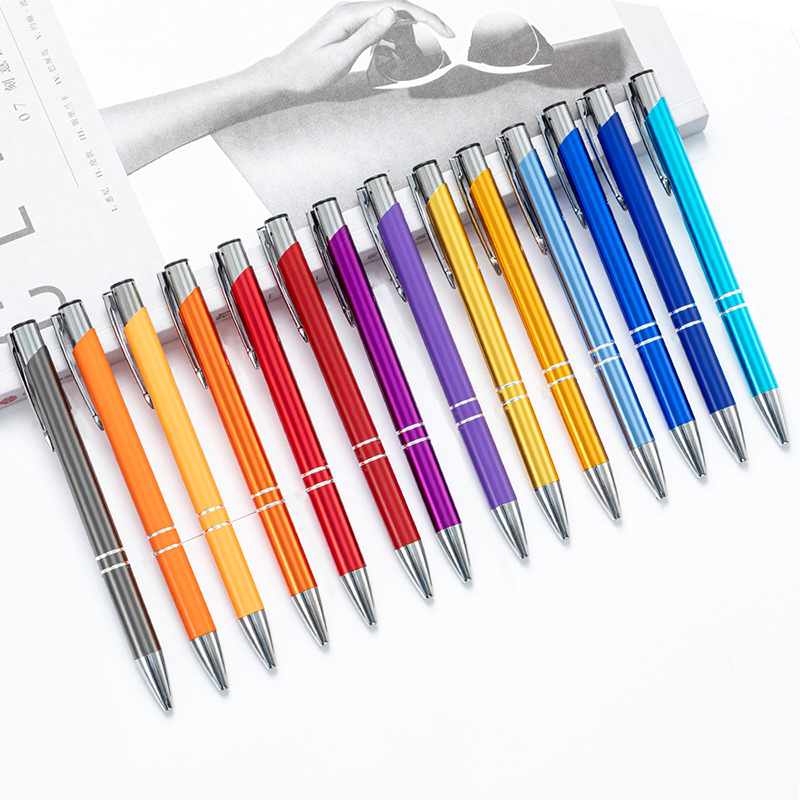 Cheap advertising ball point metal pens with personalized engraved print branded logo metal aluminum pen for promotional gift