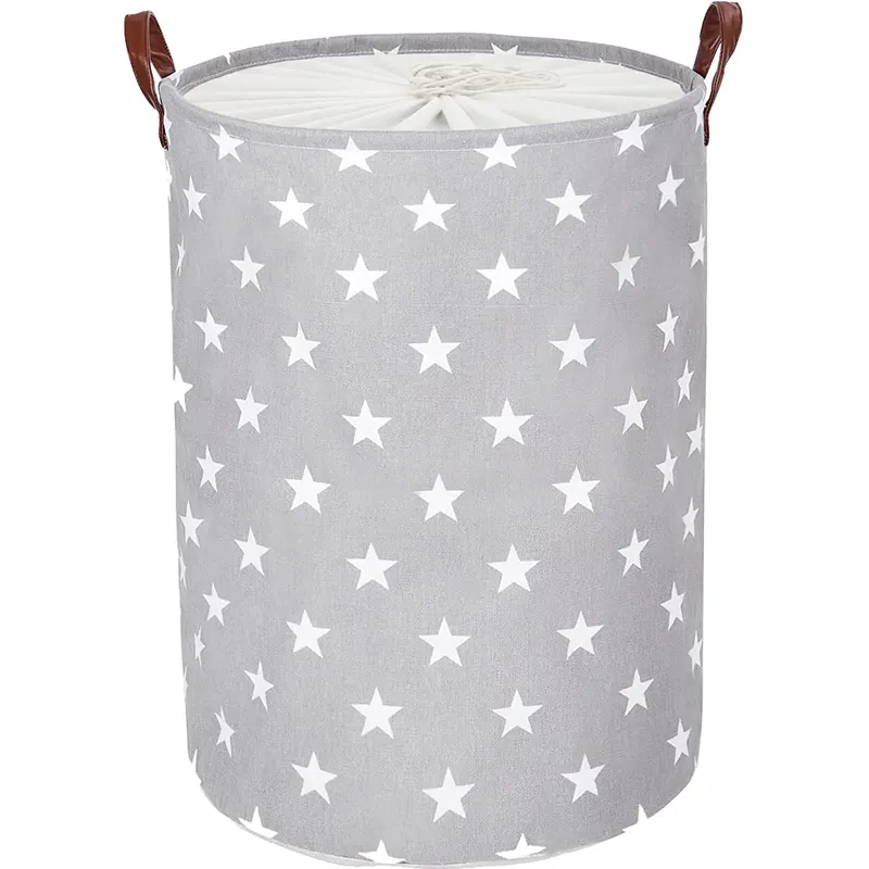 Freestanding Collapsible Laundry Basket with Lid Handle Large Drawstring Clothes Hamper Foldable Folding Storage Laundry Basket