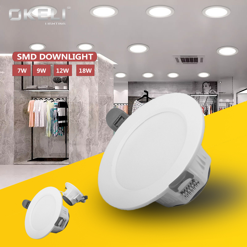OKELI высокое качество внутреннее украшение ce rohs 15w 18w SMD потолочный Встраиваемый светодиодный светильник