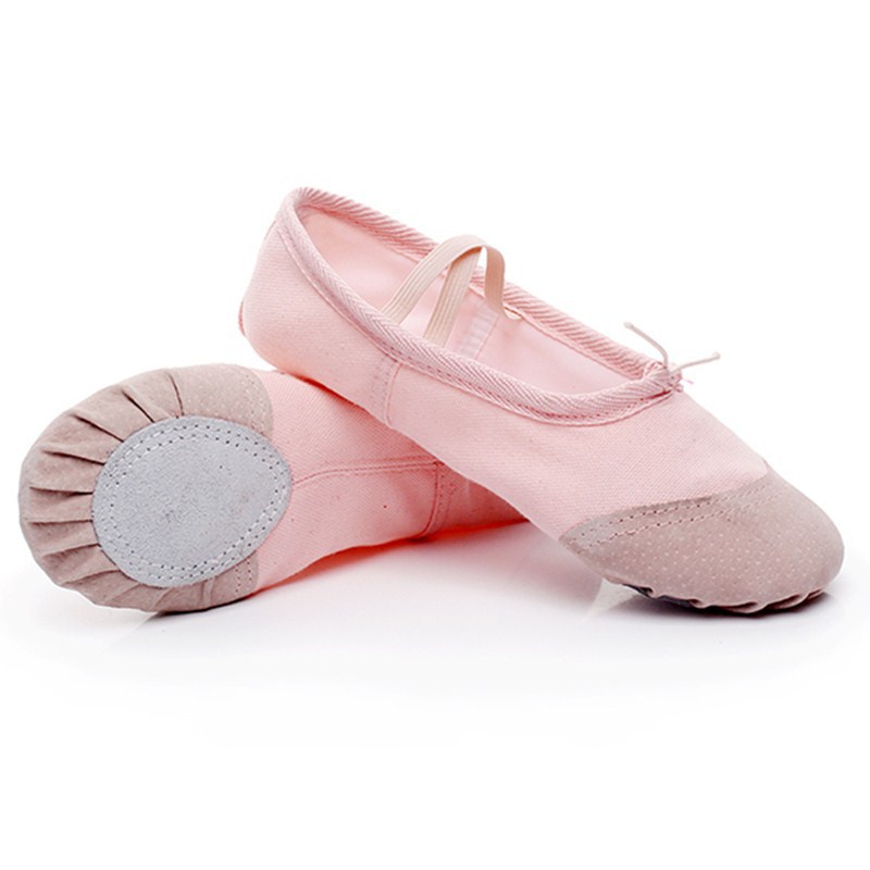 Factory Wholesale Girls Canvas Cotton Soft Bottom Design Roll Up Ballet Shoes Dance Shoes Practise Ballet Slipper