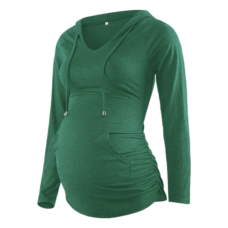 Pregnant women's casual wear printed V-neck maternity clothes with hats
