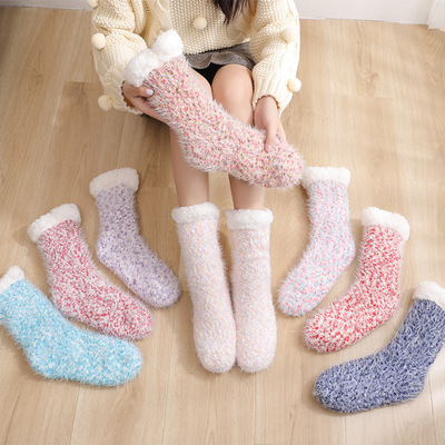 UG wholesale custom winter floor socks thickening snow cotton warm anti slip women socks