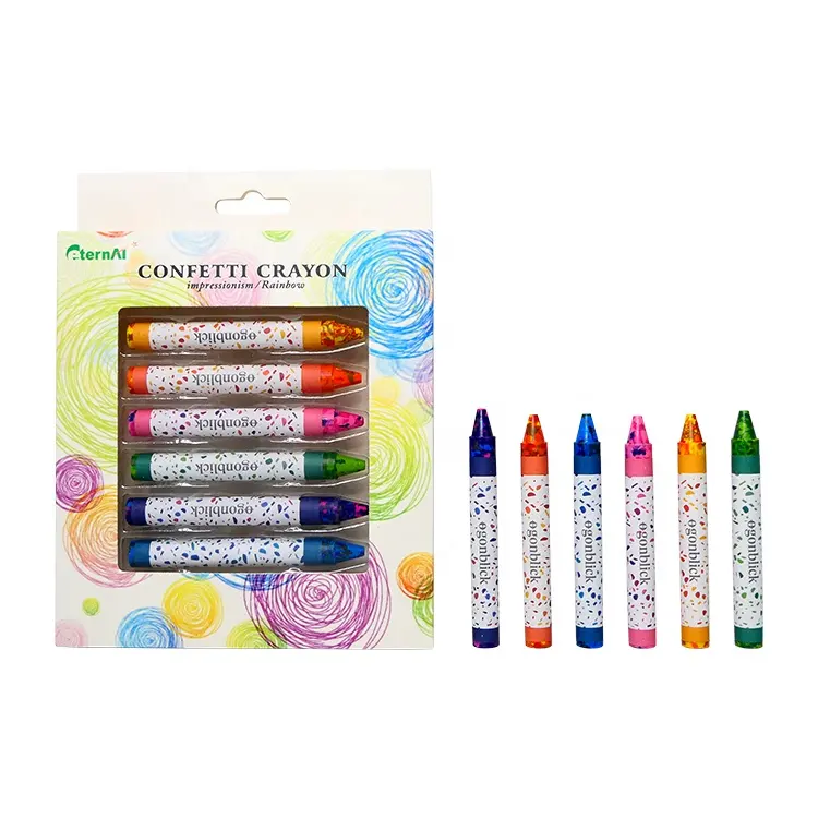 Фон с изображением конфетти раскраска радужные Детские Арт конфетти Crayon Многоцветный 6 шт. карандаш коробка