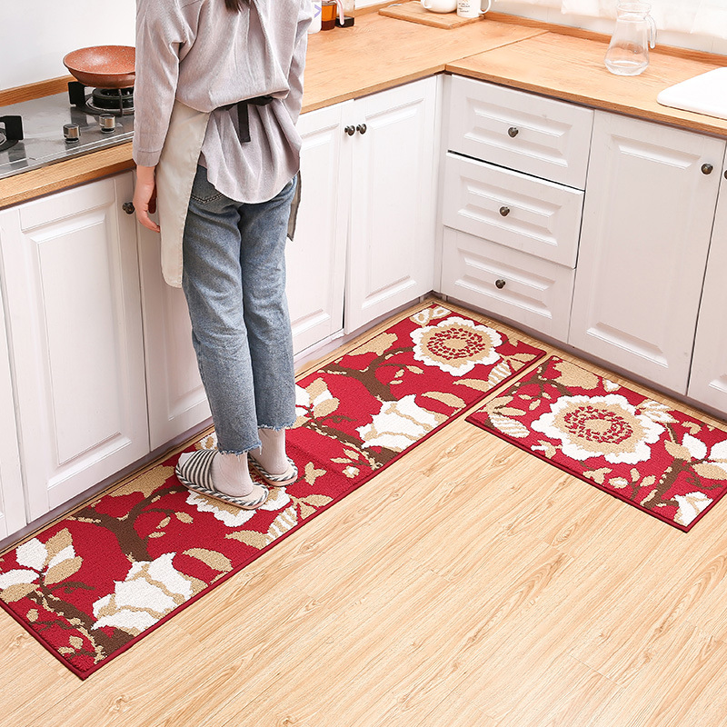 Large Flower Non-Slip Door Mat Polypropylene Fiber 60x40cm Kitchen Mat Sets 2pcs Durable Rug