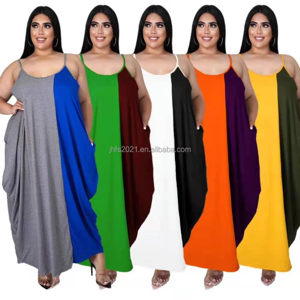 J&H Fashion maxi dress ladies 5XL plus size loose dress with pockets ruched design long dresses