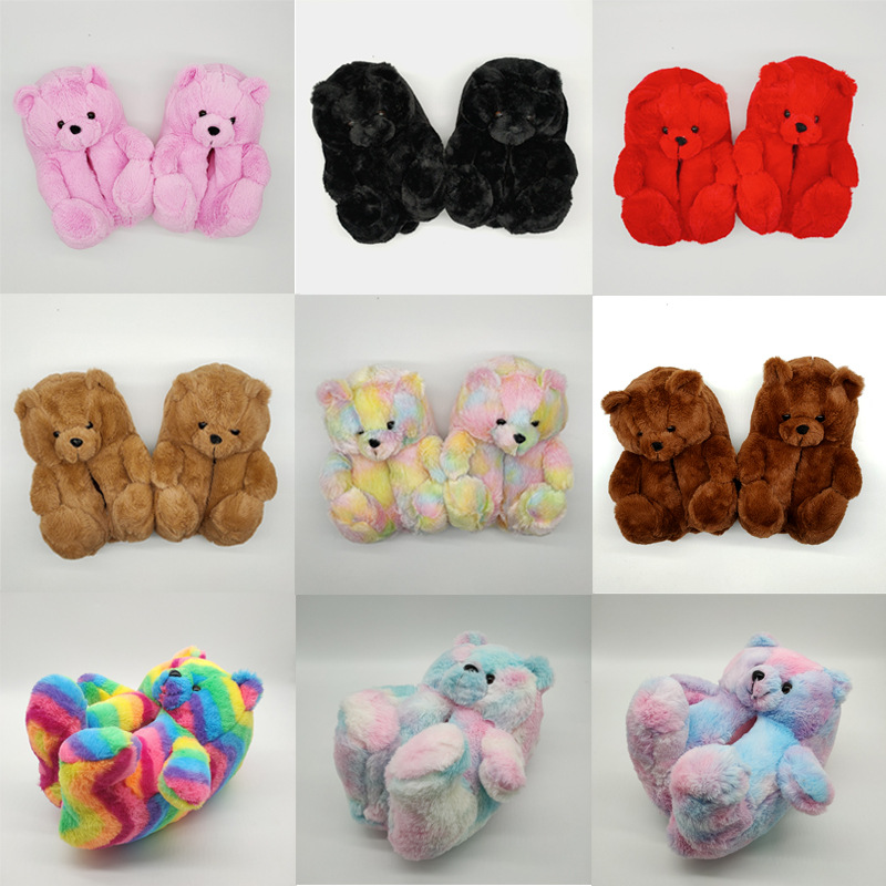 Домашние пушистые тапочки teddybear для детей в спальню с плюшевым мишкой; Женские тапочки с пушистыми животными из угга; chausson; Плюшевые тапочки для женщин; Оптовая продажа