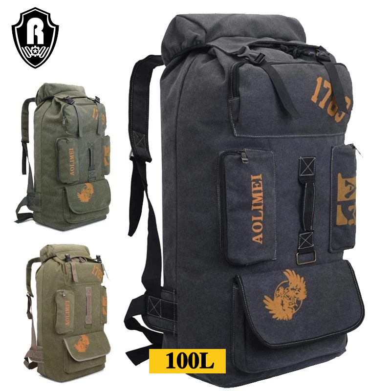 Cost effect 100L custom waterproof canvas military outdoor sports tactical backpack travel camping