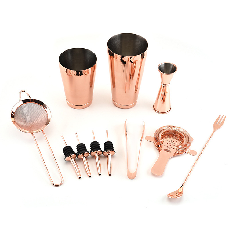 11 Pieces Stainless Steel Bartender Kit Cocktail Shaker Making Set With Bar Spoon Muddler Jigger Pourers