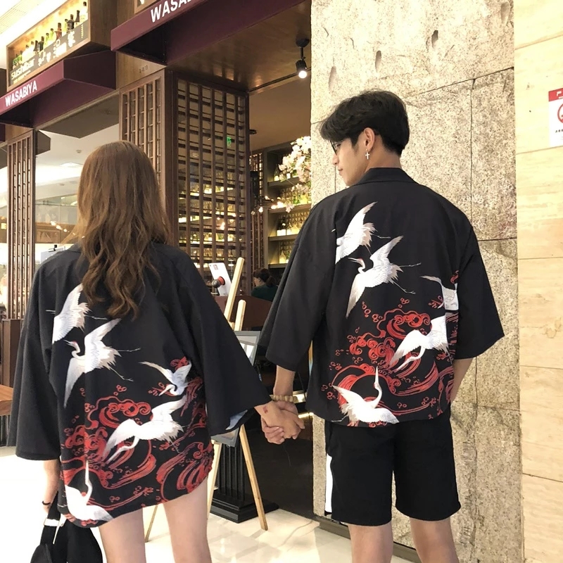 women kimono man yukata female unisex haori obi Japanese kimono traditional matching couple outfits japanese clothes
