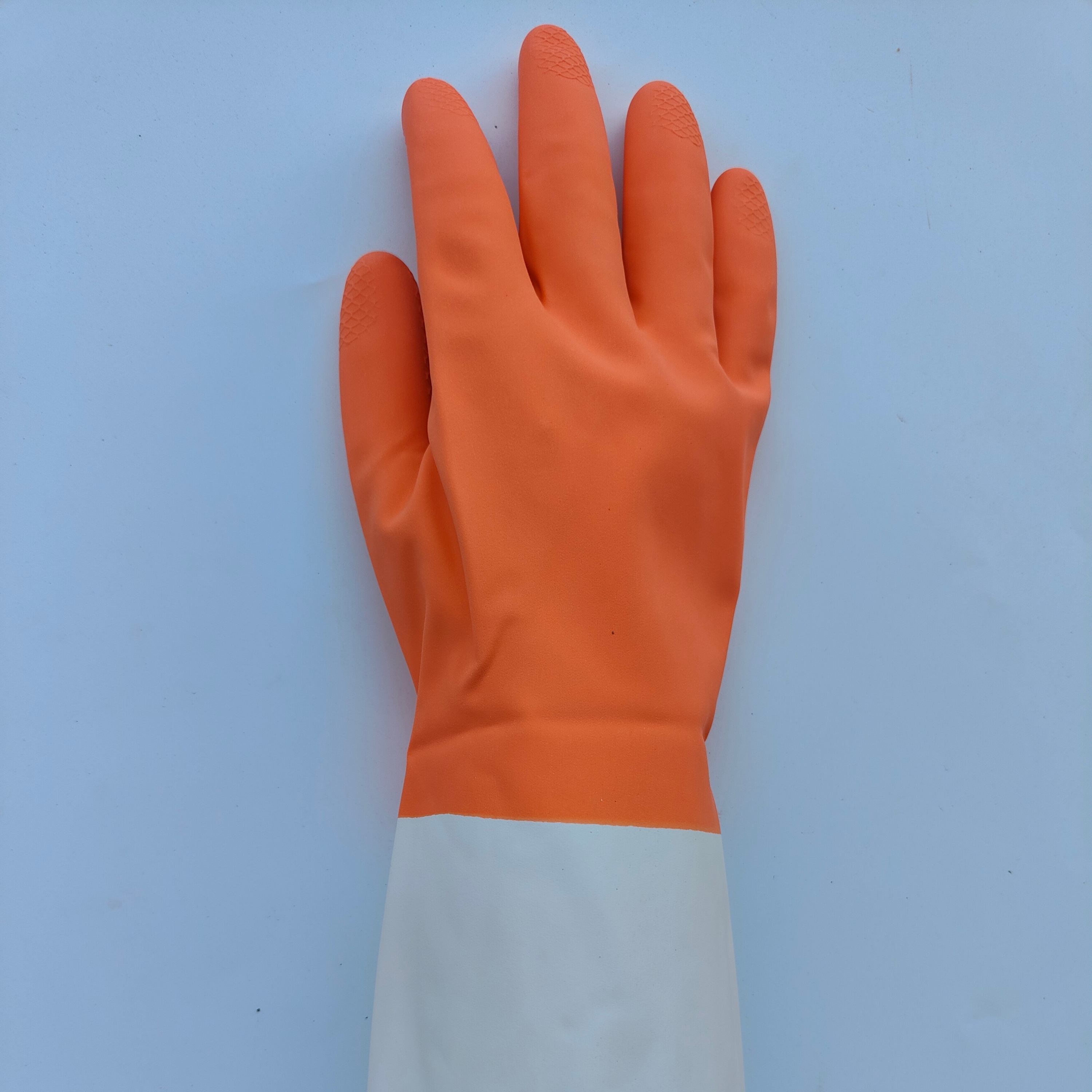 Cotton Lining Latex Household Gloves Natural Bicolor Red and White Two Color Rubber Gloves