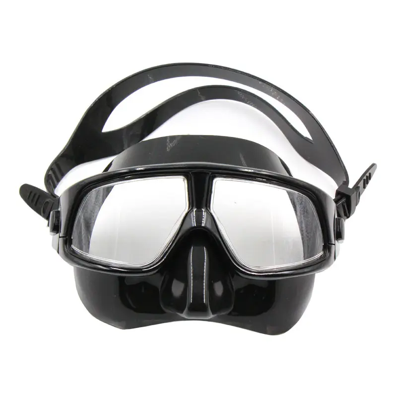 Silicone Swim Glasses Scuba Free Diving Mask Spearfishing Anti-Leak Anti-Fog Neoprene Strap Cover Impact Resistance Black
