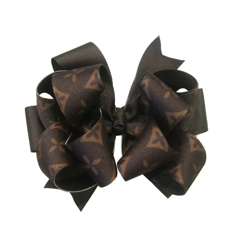 Girls Big Leopard School hair Bow clip print sunflower Triple Layer hairbow Baby Cow print bows