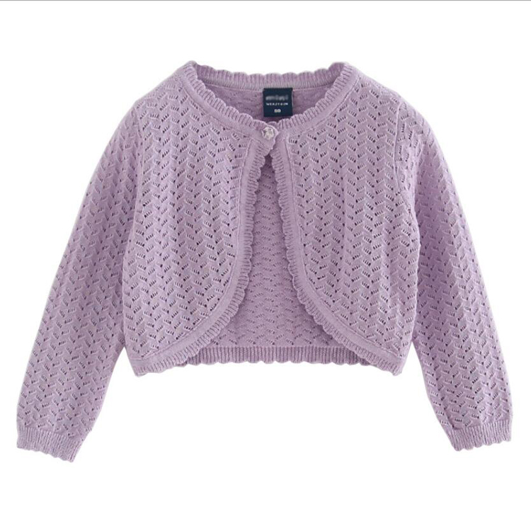 Baby Girls' Knit Long Sleeve Button Closure Bolero Cardigan Shrug