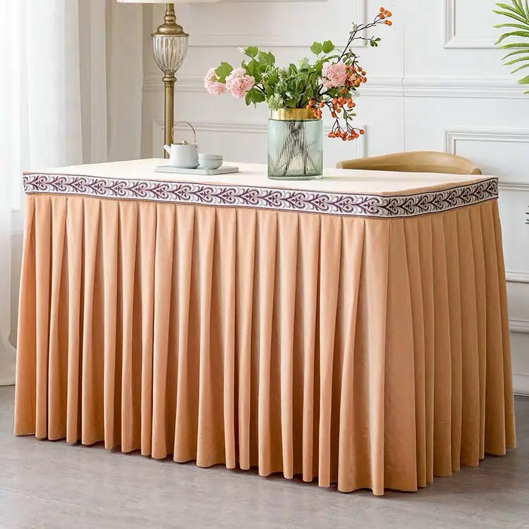 Plain Dyed Pattern and Plain Style disposable table skirt for wedding