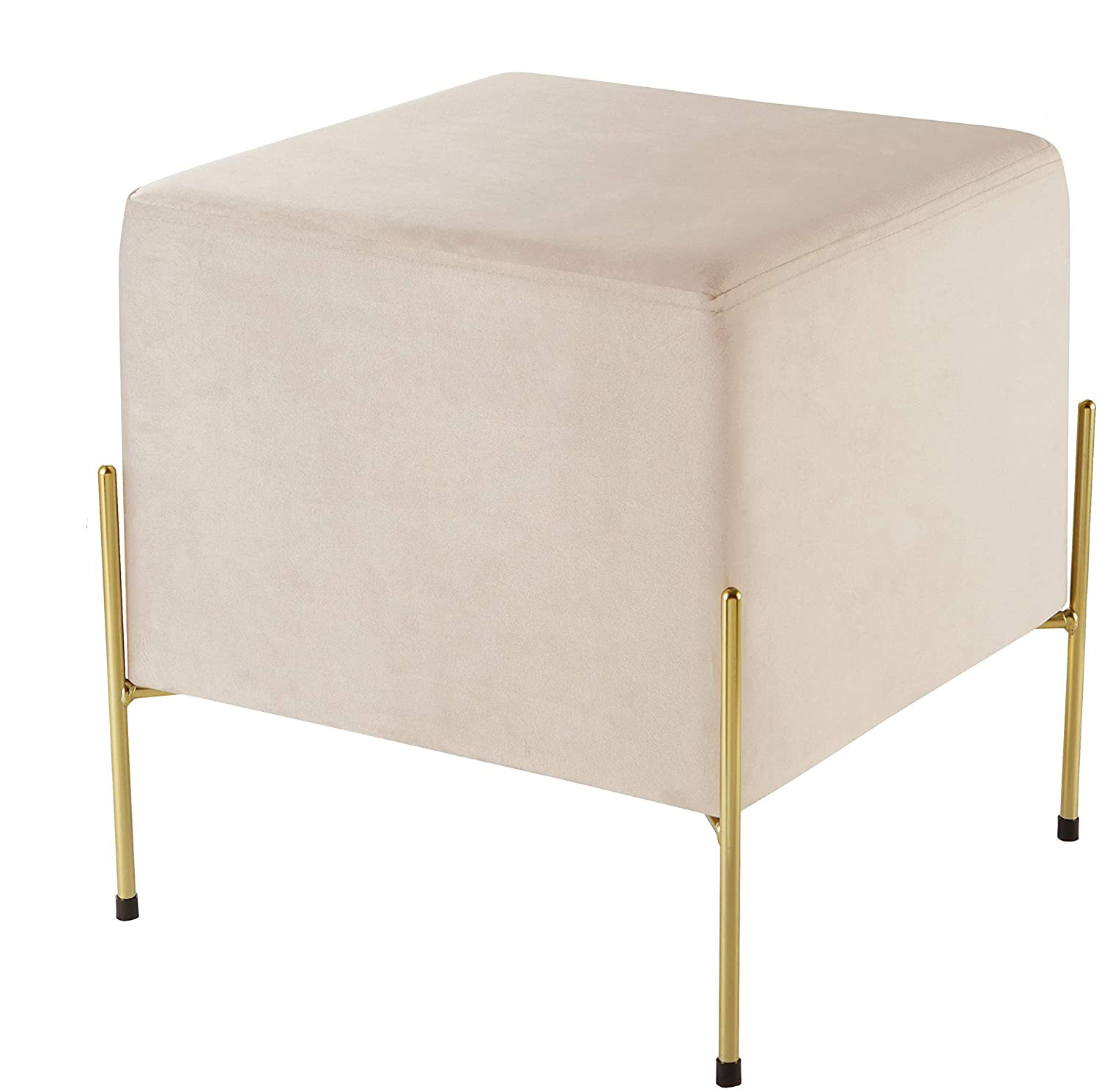 Best Choice Products Pink Velvet Ottoman with Gold Legs Metal Base living room stool pink velvet square pouf ottoman