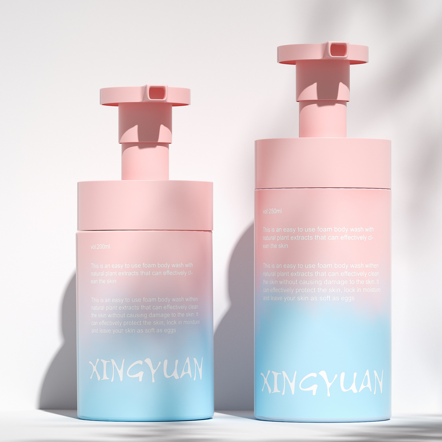 Round cosmetics pink empty plastic foam pump bottles conditioner containers 150ml 200ml 400ml 500ml 600ml 700ml shampoo bottles