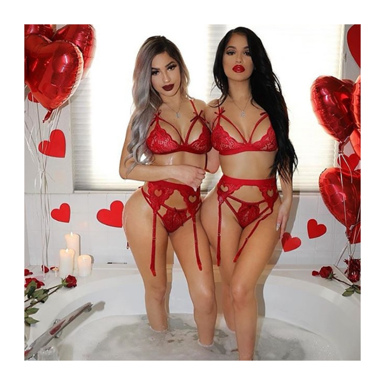 Wholesale Providers Female Private Label Lingerie Women Condole Belt of Three Piece Set Hollow Out Garter Belt Sexy Lingerie