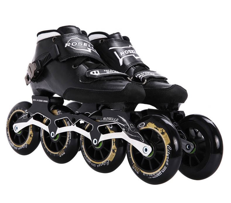 Professional inline speed carbon fiber four wheel straight row pulley roller skate shoes for boys