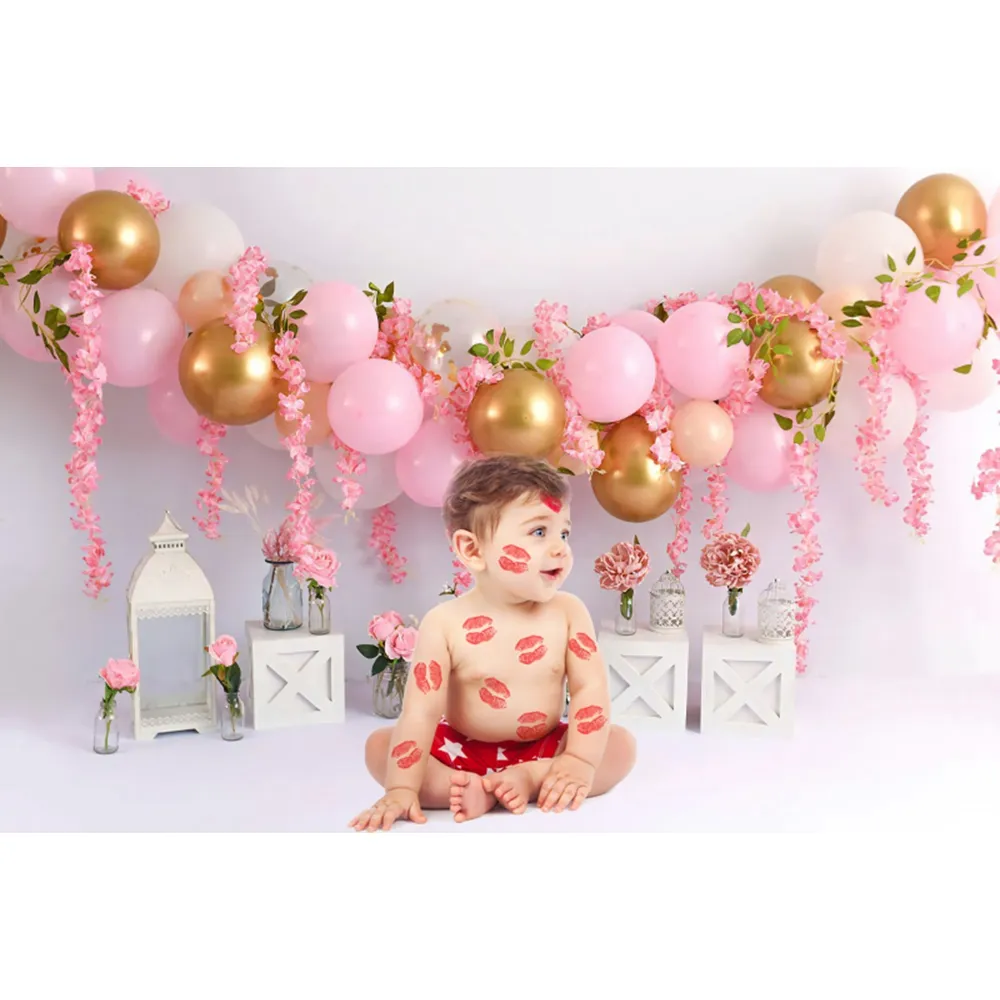Newborn baby 1st birthday balloon cake smashing party photography background photo studio props