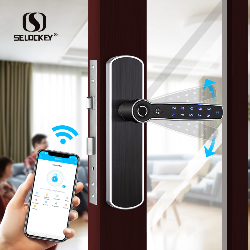 S2300 Selockey двухсторонний ключ, отпечаток пальца, пароль, TTLOCK app, Wi-Fi металлический дверной замок