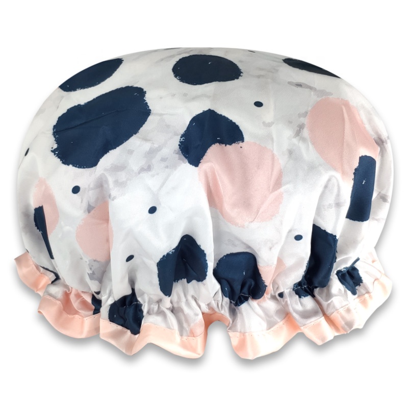 Factory direct high quality customizable shower caps low MOQ large enough elastic double layer satin shower cap